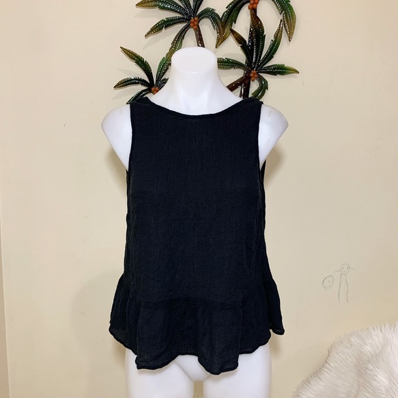 Divided Tops - Divided black open back bow ruffle sleeveless top